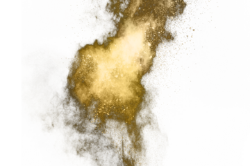 Golden powder explosion. Freeze motion.