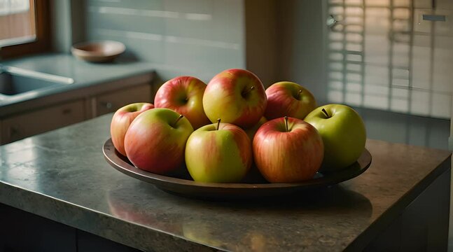 Beautiful Apples Displayed on the Kitchen Counter
