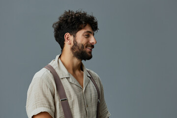 Man happy face confident background adult young smile person guy isolated portrait model