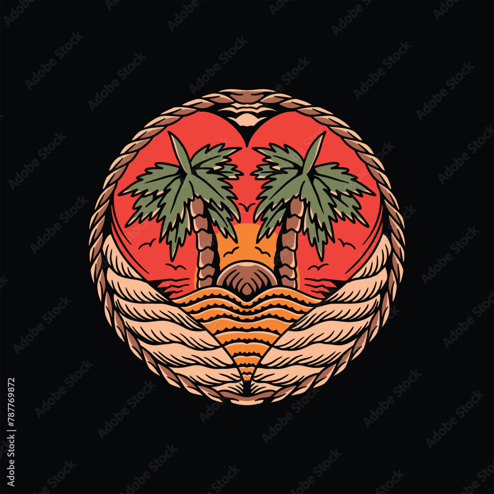 Sticker love summer tattoo vector design