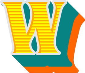 3D Classic Retro Letter Alphabet W