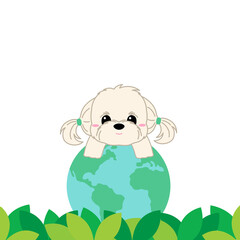 Dog earth day frame banner - Shih Tzu dog
