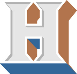 3D Classic Serif Retro Letter Alphabet H