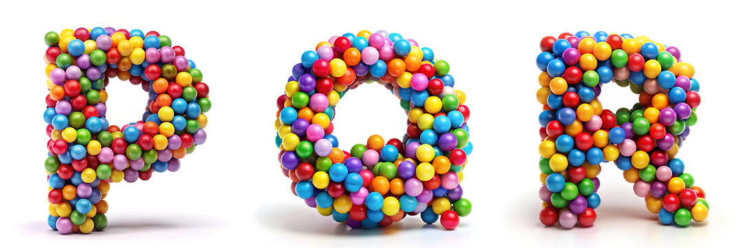 Letters P, Q, R. Colorful Ball Pit Alphabet: Playful and Childlike