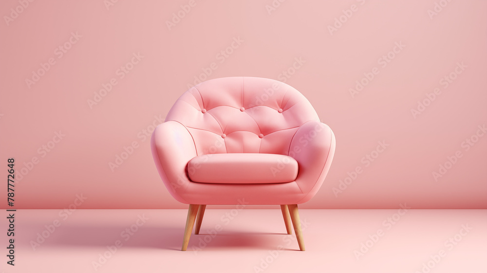 Wall mural cozy pink armchair in a minimalist room