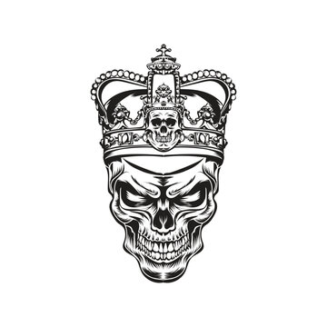 Vintage prince crown skull  illustration design style