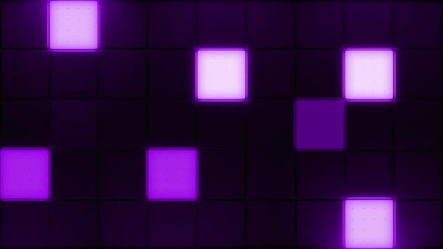 VJ Glowing Squares. Dynamic flashing wall of purple square blocks. Looped video.