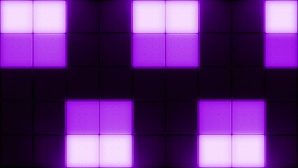 VJ Glowing Squares. Dynamic flashing wall of purple square blocks. Looped video.