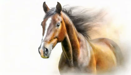 Foto op Plexiglas white horse in the dark, wallpaper Horse artistic marble effect illustration sculpture picture © Bilawl