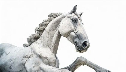 Fototapeta na wymiar white horse in the dark, wallpaper Horse artistic marble effect illustration sculpture picture