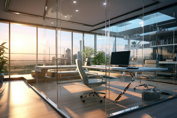 Glass office_glass building_glass office with sunset_glass building at sunset_glass screen on the sunset_glass wall on sunset

