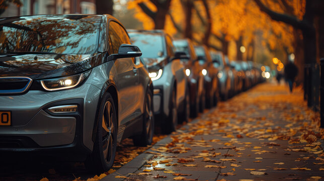 Row of Parked Cars on City Street
