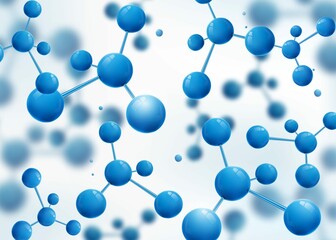 Molecule Design Background Atoms 3D Molecular Structure With Blue Connected Spherical Particles