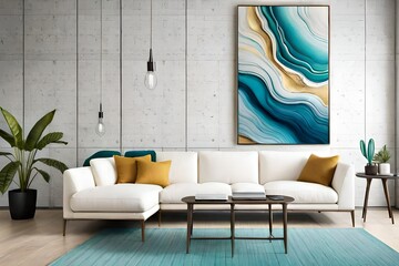 Living room illustration 3D rendering AI digitally generated image