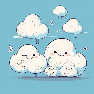 asthetic cute cartoon pic of clouds in air