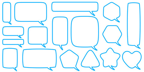 Text talk balloons. Speech bubbles clouds for dialog. Outline comic cloud box for message. Frame shape set for comment isolated on white background. Vector stickers