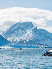Winter landscape in Lofoten islands, Norway.