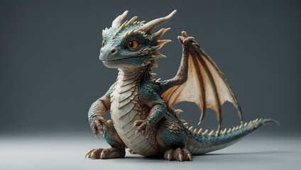 baby dragon posing on white background 23