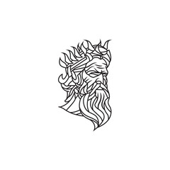 Ancient Greek sculpture line vector illustration god zeus logo design