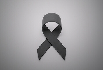 Skin cancer. Black ribbon as a symbol of skin cancer awareness. 3d render