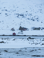 Winter landscape in Lofoten islands, Norway.