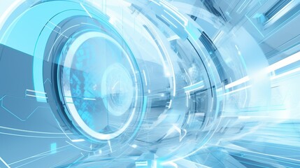 Obraz premium Futuristic tunnel, glowing lines and blue lights.