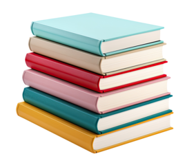 Stack of books isolated on transparent background