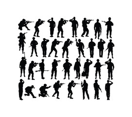 Soldier and Army Force Silhouettes, art vector design
