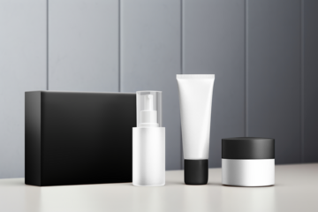 PNG B&W skincare product mockup, transparent design