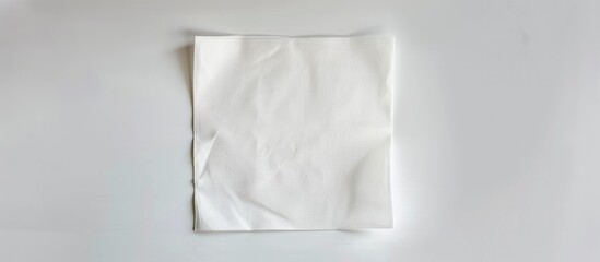 A white square bar napkin is separated on a white backdrop.