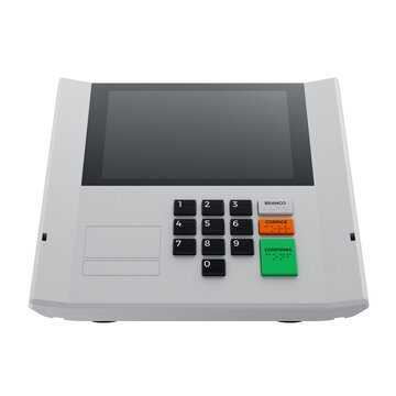 3D Render of New Brazilian Electronic Voting Machine with Transparent Background - Nova Urna Eletr&ocirc;nica em 3d vote prefeito presidente vereador fundo transparente