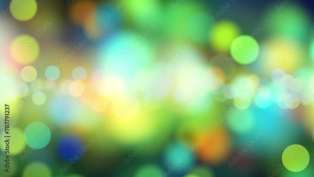 Poster colorful blurred circle bokeh loop slow motion background.