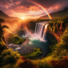 Fototapeta premium rainbow over the waterfall