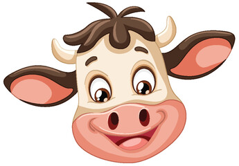 Vector illustration of a happy cow face