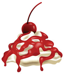 Vector illustration of a cherry with dripping sauce