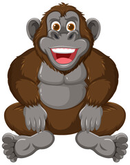 A happy monkey illustrated in a sitting pose.