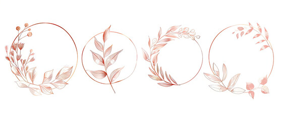 three different floral frames with leaves and berries on them - obrazy, fototapety, plakaty