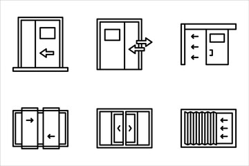 sliding door icon set. sliding door sign. vector illustration on white background.