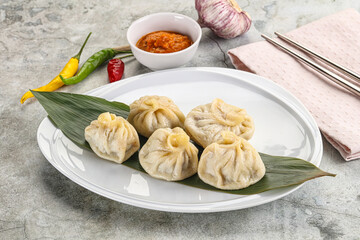 Chinese traditional steamed dumpligs momo