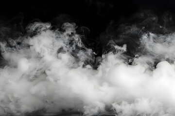 Abstract smoke moves on a black background, Abstract texture, Cloud of smoke, White smoke on a...