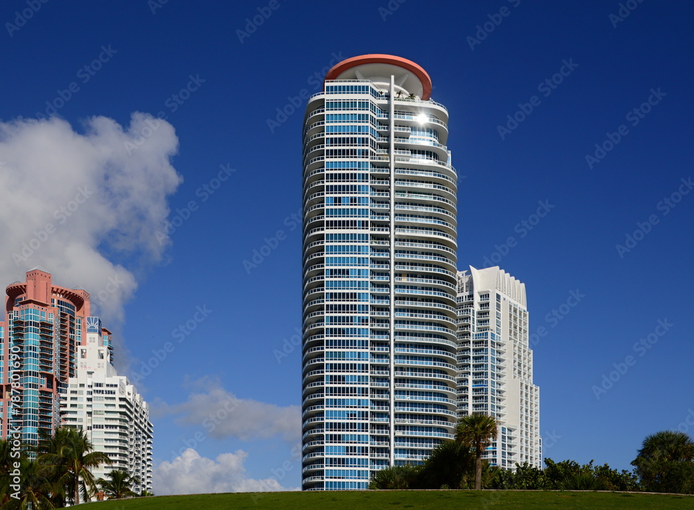 Wall mural skyline of miami south beach, florida