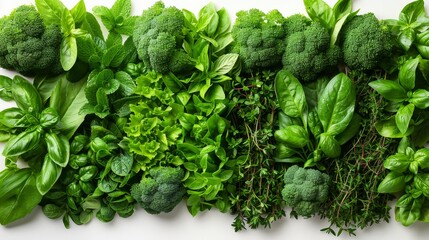 basil, broccoli, and cauliflower