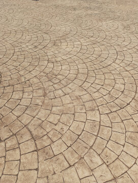 Radial tile pattern on road