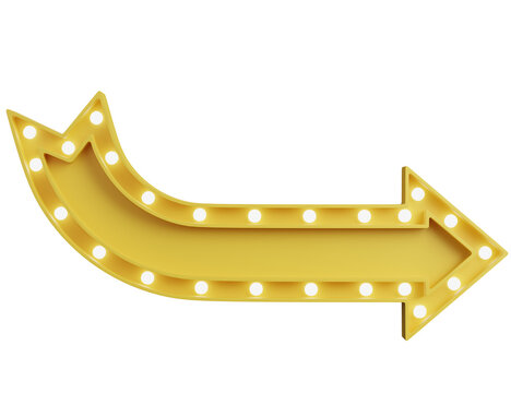 3d render of billboard light bulb with arrow shape.