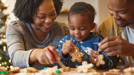Bonding moment as parents and children decorate cookies together - Powered by Adobe