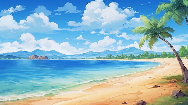 the atmosphere of a beautiful summer vacation in a beach