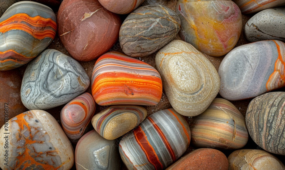 Poster a close up of a bunch of different colored rocks. generative ai.