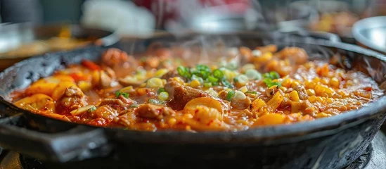  Korean delicacy jijim cooked in a traditional iron pan © Vusal