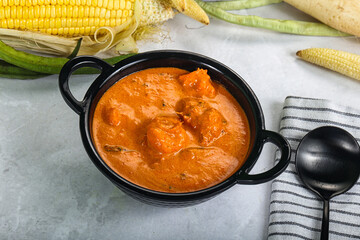 Indian cuisine - spicy prawn masala
