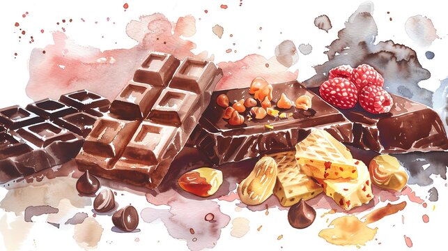Chocolate board games concepts, watercolor illustration white background for removing background